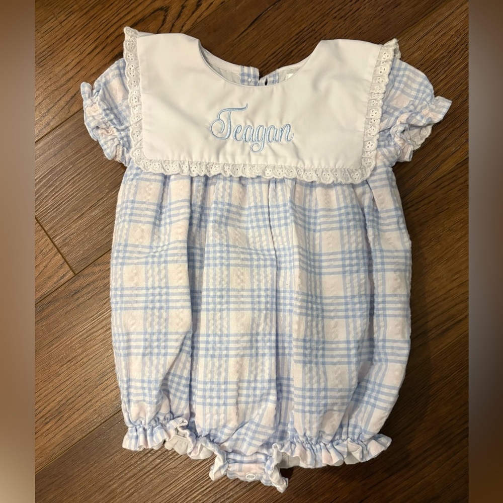 “Teagan” Blue and Pink Plaid Bubble